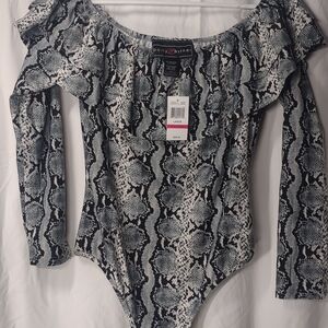 Snakeskin Off-Shoulder Bodysuit